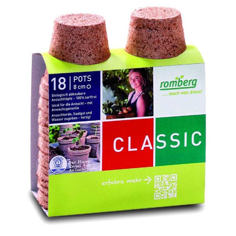 Lot de 18 Pots Biodégradables - 8cm en Blister