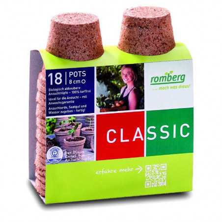 Lot de 18 Pots Biodégradables - 8cm en Blister
