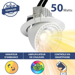 Gestuurde inbouwspot 50W - Spectrum/intensiteit variatie - 60° - Uitsparing 180mm