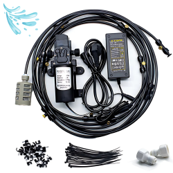 Kit de brumisation 6m pour plantes vertes et terrariums: électrovanne, adaptateur secteur, tuyaux et embouts noirs, raccords et