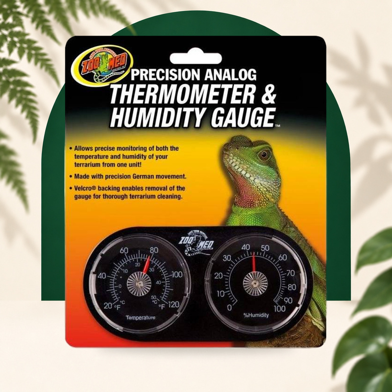 Ingezoomde terrarium analoge thermometer + hygrometer