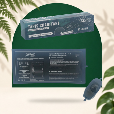 Tapis Chauffant - Rodwin - 20W - 25x53cm - Variateur de température  - 1