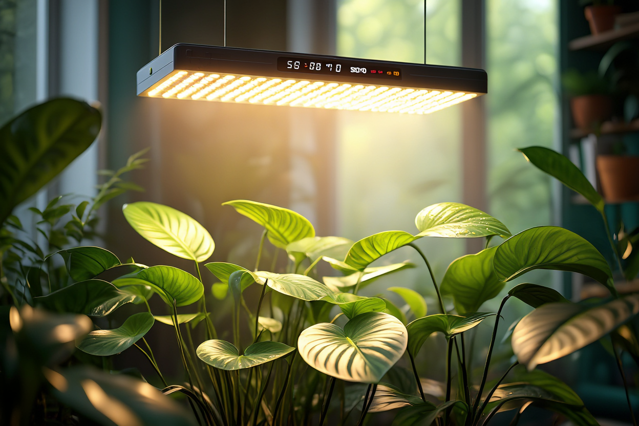 Simulation du lever du soleil avec éclairage LED pour plantes tropicales