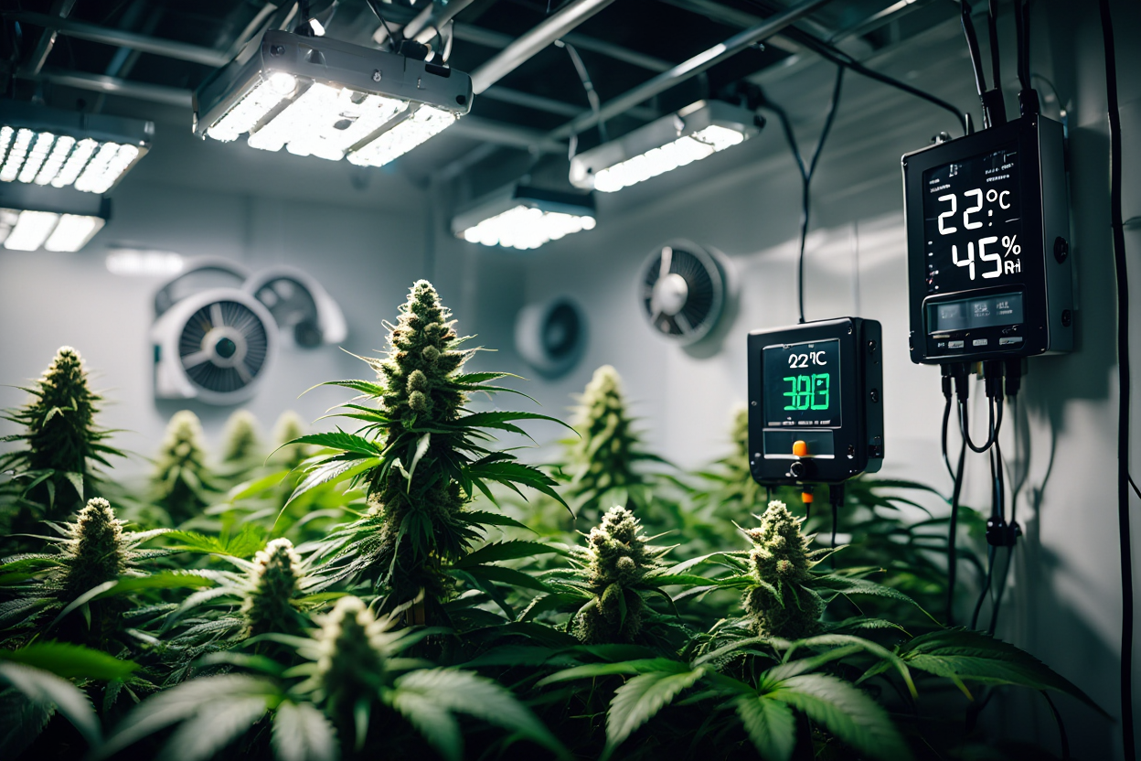 Contrôle précis de la température et de l'humidité durant la floraison du cannabis