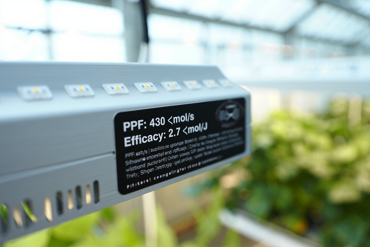 Étiquette technique lampe LED horticole
