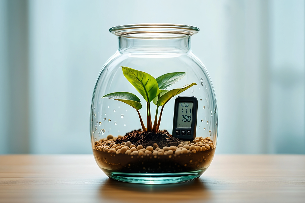 Terrarium tropical bien géré avec humidité régulée