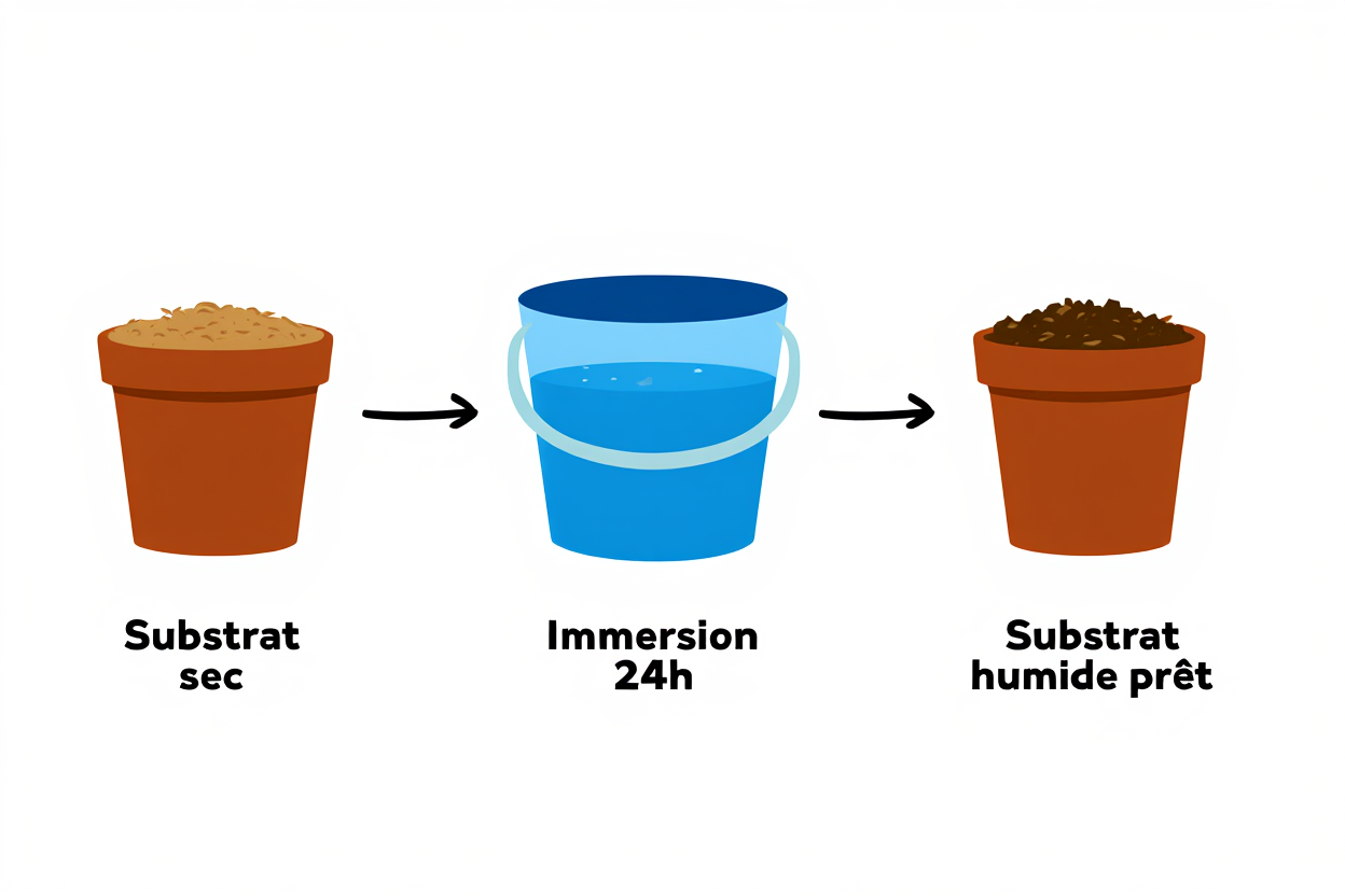 Étapes d'hydratation du substrat