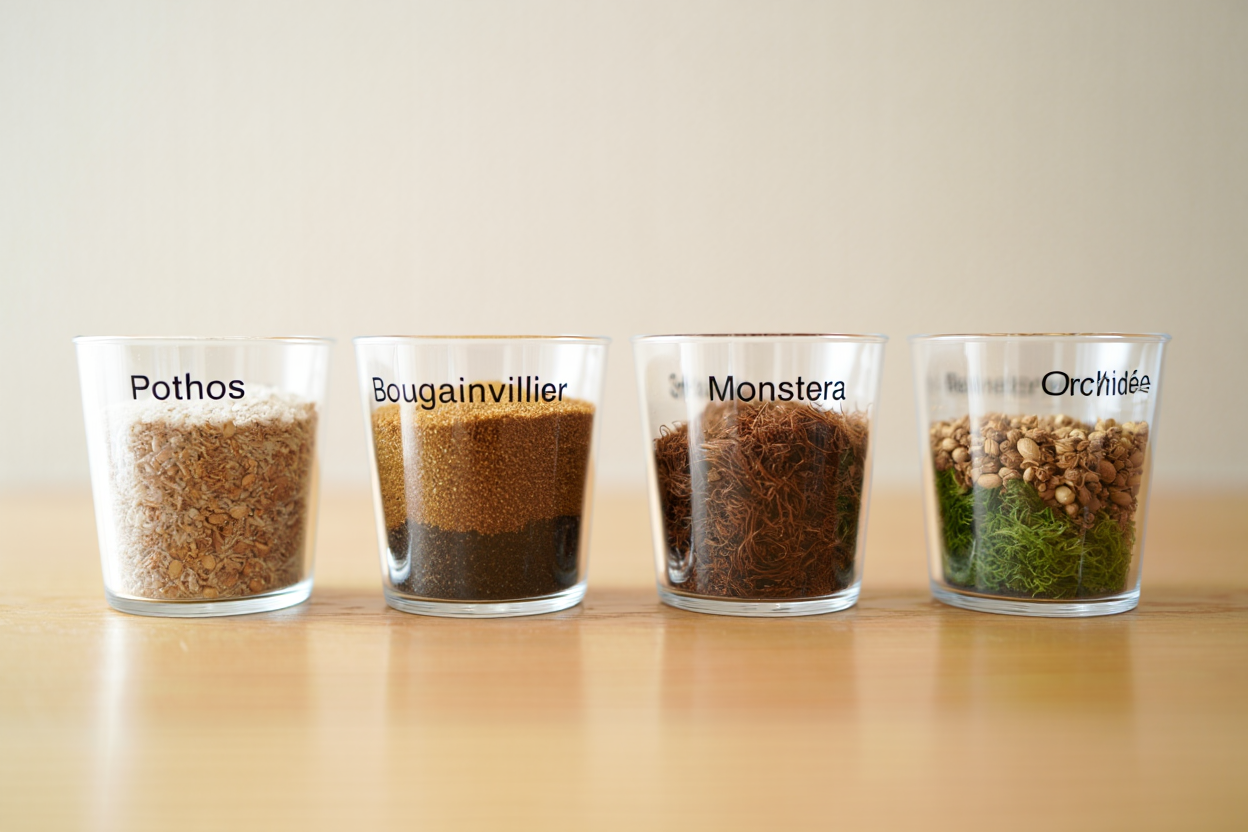 Différents types de substrats pour plantes tropicales