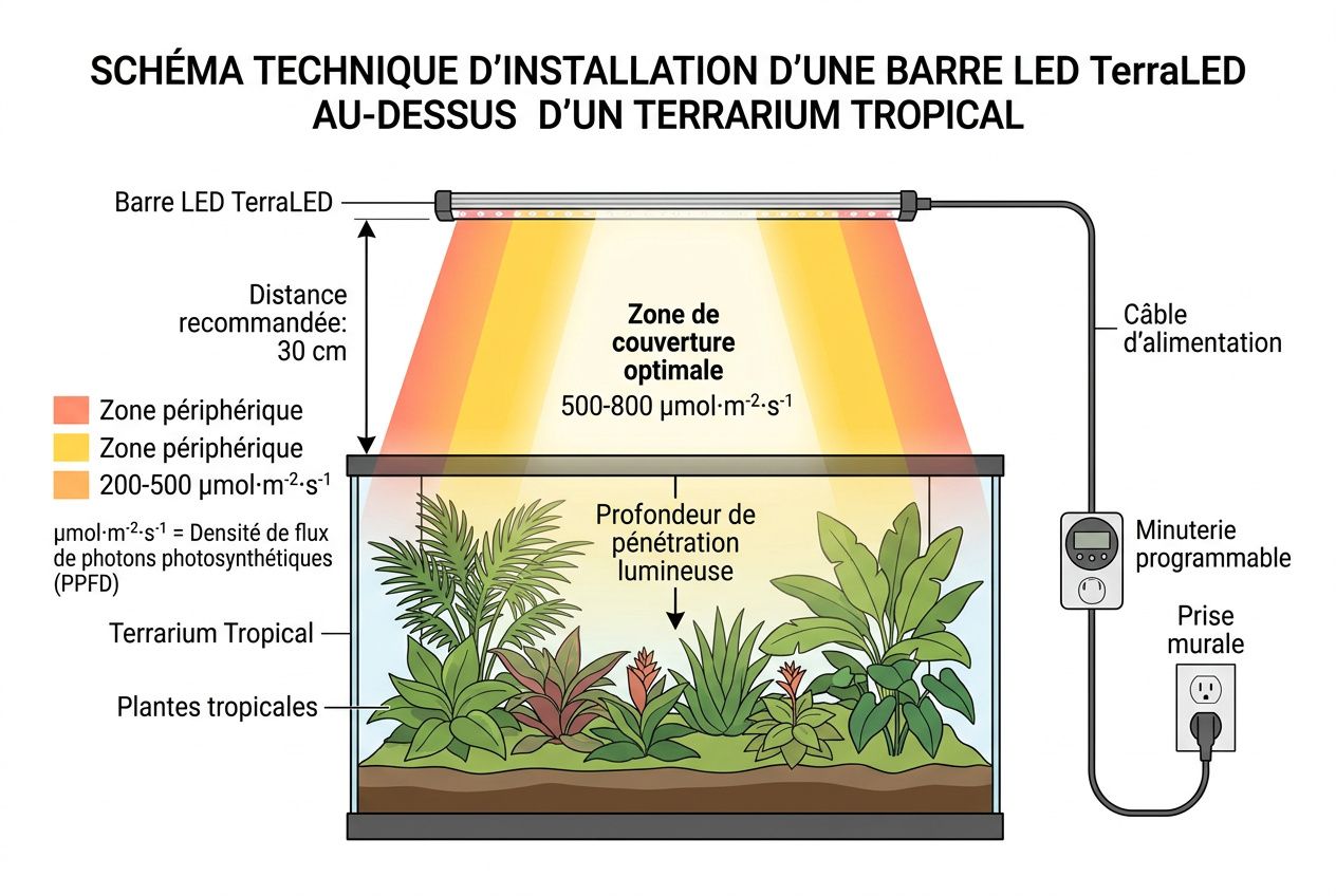 Installation technique éclairage LED terrarium